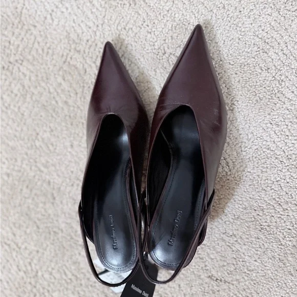 burgundy Slingback Heels Massimo Dutti - Picture 7 of 7